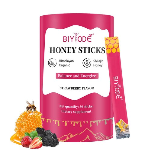 Himalaya Shilajit Honig Sticks - Energie, Gesundheit, Kraft | 30 Stück, Erdbeere