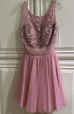 Sherri Hill Open Back Short Beautiful Pink Rhinestone Dress Sz 12 Prom Formal