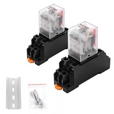 2 Pcs Electromagnetic Power Relays, Green Indicator Light, 8-Pin DPDT 10 A 12...