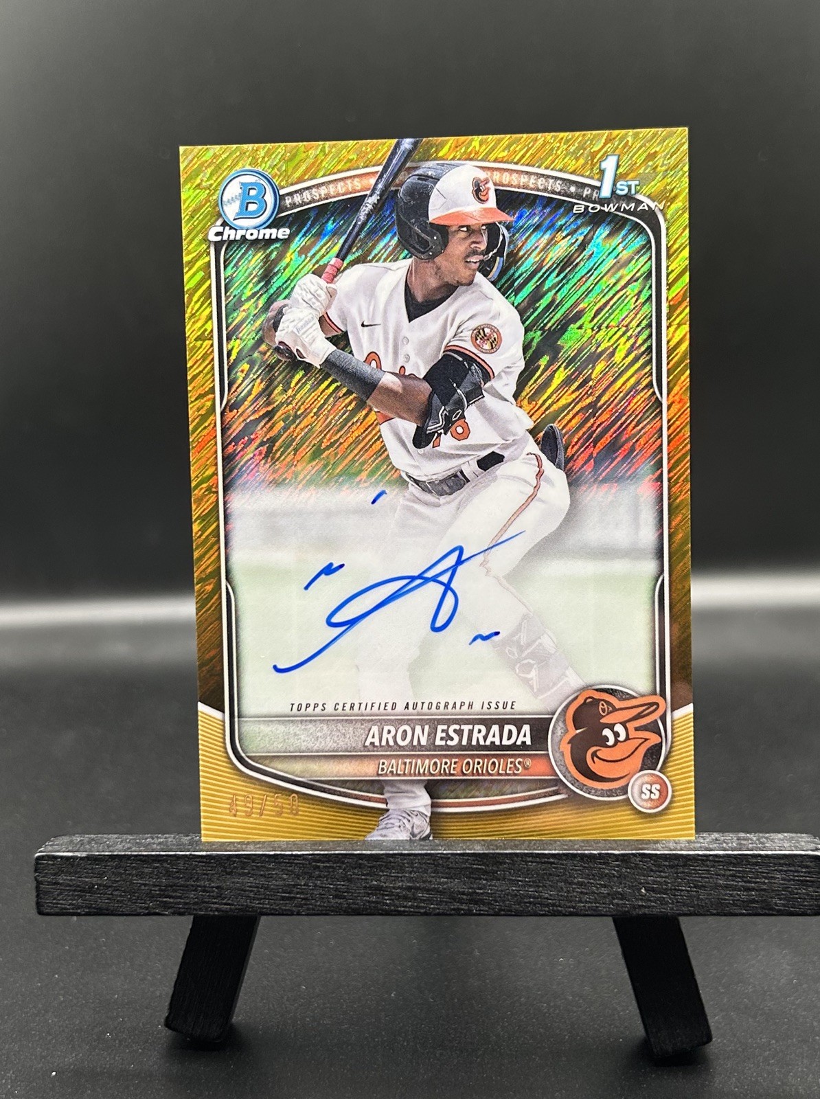 2025 Bowman Aron Estrada 1st Chrome Auto Gold Shimmer Refractor /50 Orioles