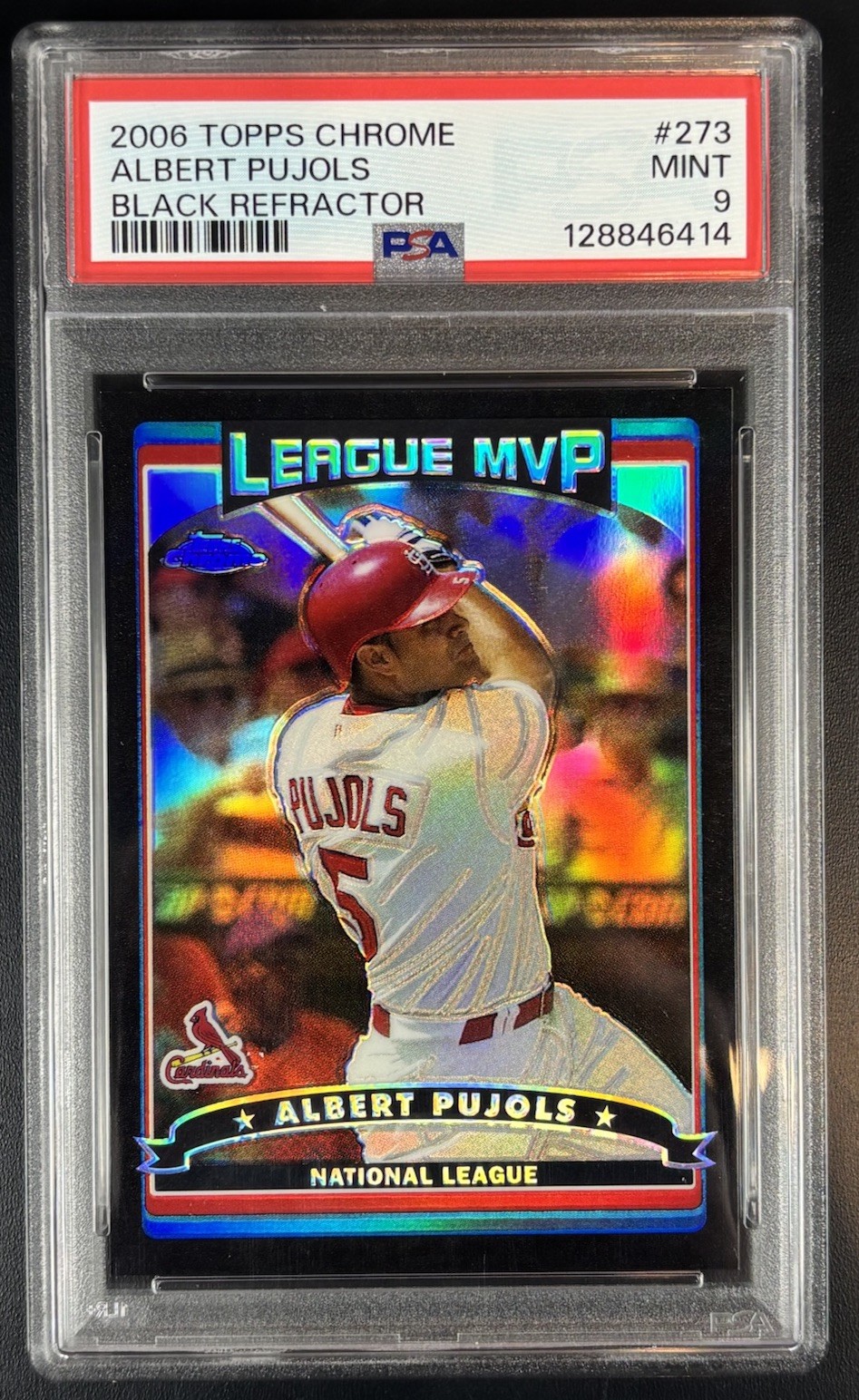 2006 Albert Pujols Topps Chrome League MVP Black Refractor /549 #273 PSA 9 SSP