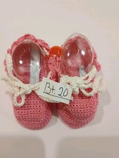 Handmade Crochet Acrylic Pink Booties With Crochet Laces For Baby And Dolls