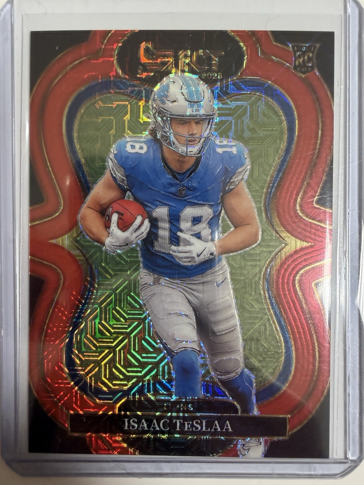 Isaac Teslaa /49 2025 Panini Select Red Mojo Prizm Suite Level Rookie Lions SP