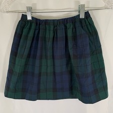 New Crewcuts Skirt Girls 6 7 Green Blue Plaid Pull On Elastic Waist