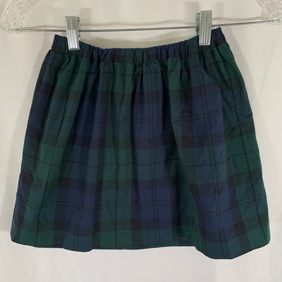 New Crewcuts Skirt Girls 6 7 Green Blue Plaid Pull On Elastic Waist