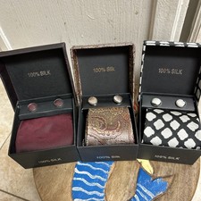 3 TIE MEN Different design SET With Tie, cufflinks, handkerchief