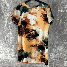 Lulus Sz S Tropical Abstract Vacation Mini Tunic Top Dress Short Sleeve Colorfu