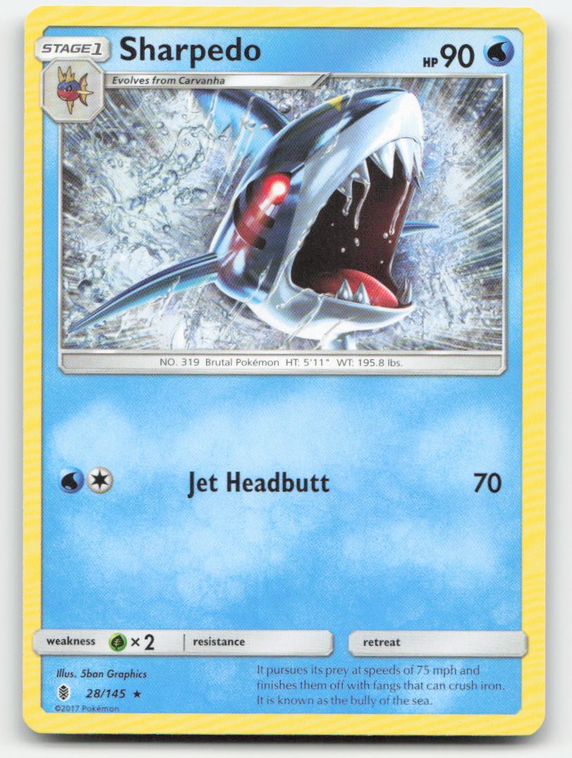 Sharpedo 28/145 Rare Guardians Rising Pokemon Near Mint