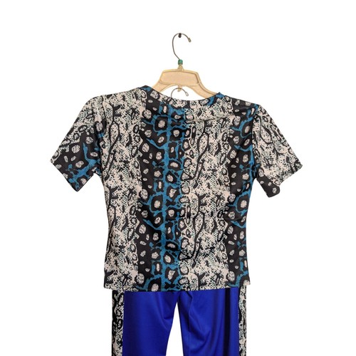 NUOVO Mundefeis 2 pezzi vestito tempo libero blu nero serpente stampa animalier Jrs XL joggers - Foto 8 di 8