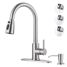 Kitchen Faucet with Soap Dispenser: 304 Stainless Steel Kitchen Sink Faucet w...