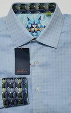 Robert Graham M Classic Fit Blue Jacquard Geometric Woven Shirt NWT tag