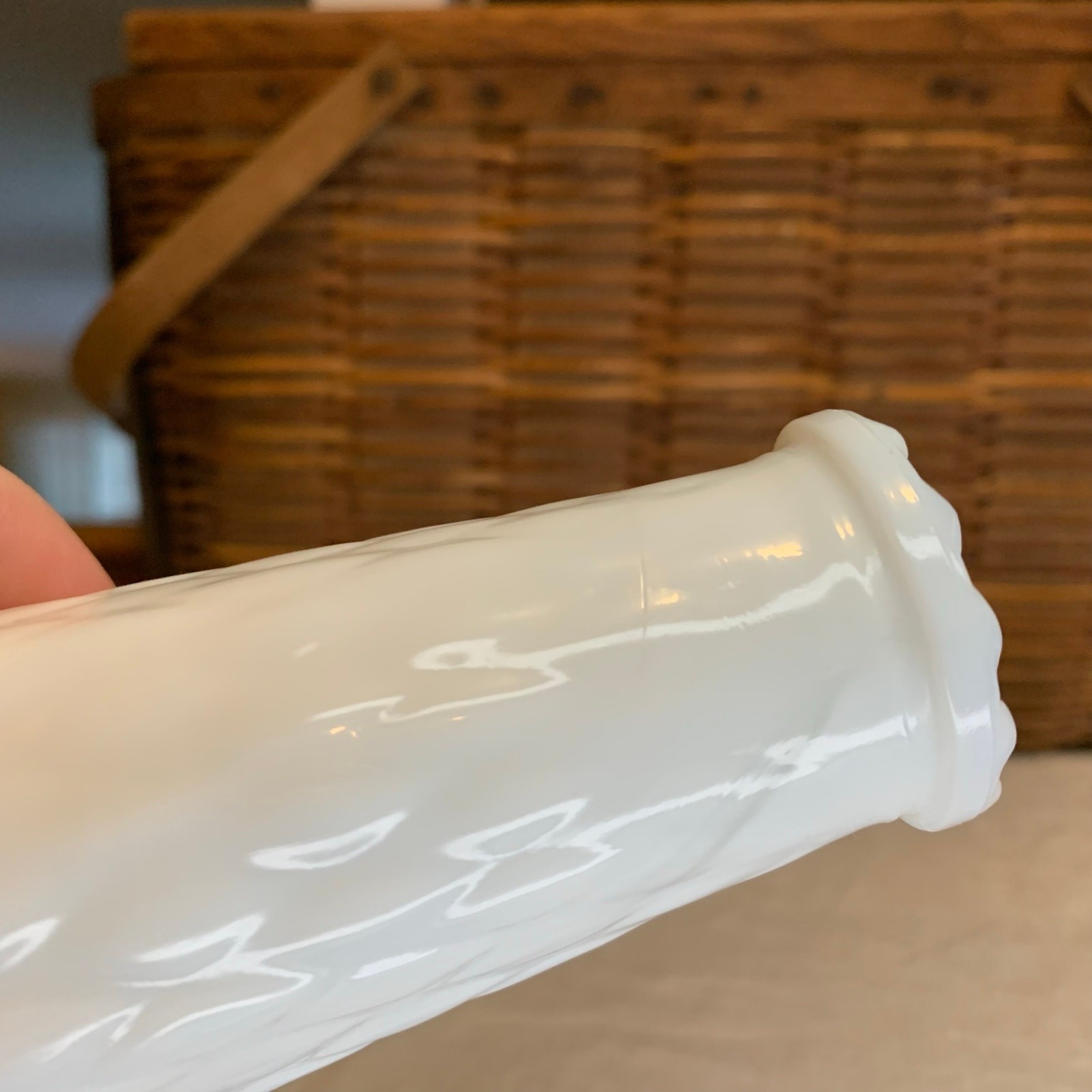 E. O. Brody Co. Vintage Milk Glass Bud Vase Quilted Diamond Pattern Made in USA