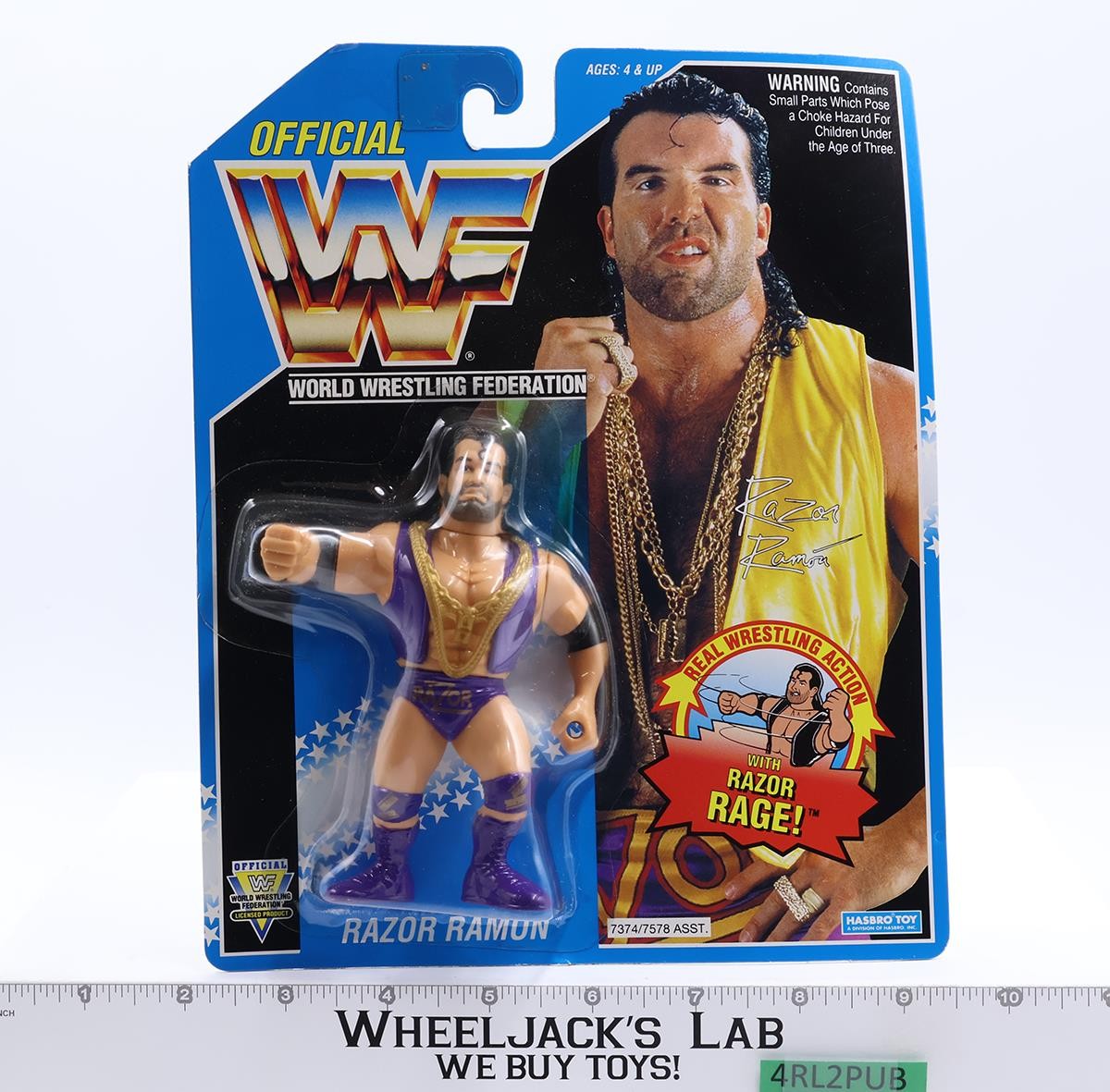 Razor Ramon PURPLE Shorts WWF Wrestling Blue Card 1994 Hasbro