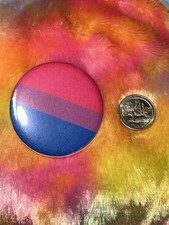 LGBTQ Bi Bisexual Pride Pin   Large Button Badge   LGBTQ Gay Flag Accessory