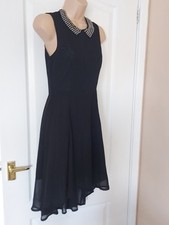 Women Izabel Black with Bead Collar floting Dress Ball Gown NEW size 8-£30.00