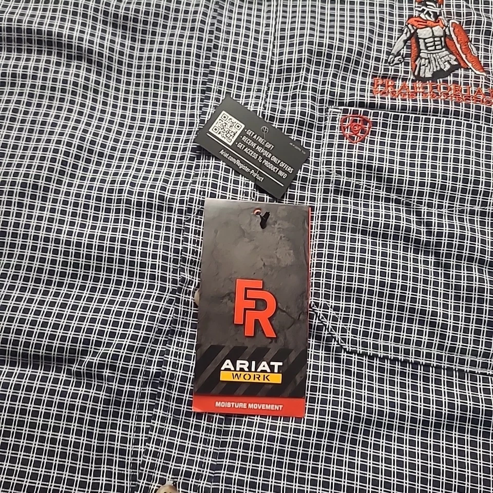 *LOGO* Camisa de Trabajo Ariat FR Cat 2 Manga Larga Azul Cuadros, Abotonada, Talla XL Foto 3 de 4