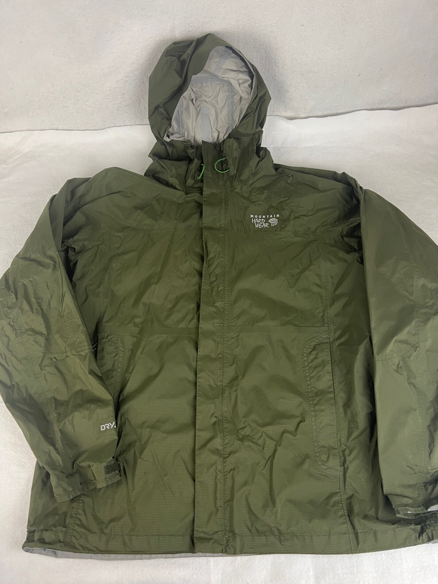 Mountain Hardwear Dry Q Mens XL Green Hooded Zipup Jacket Ski
