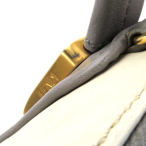 Auth FENDI Chameleon Handbag Shoulder Bag Grey/Off White Leather - e59432a - Picture 10 of 17