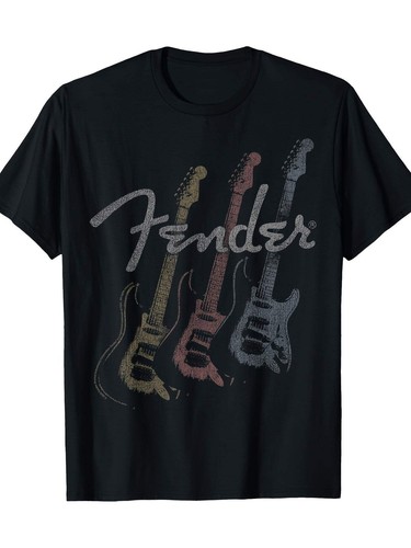 Men's Graphic T-Shirt - Stacked Guitar Faded Vintage Style Tee - Picture 3 of 8