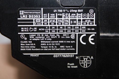 TELEMECHANISCHER STARTER LC1-D25-10 600 VAC 50 AMP 30 PS 3-PHASEN *GARANTIE* - Bild 5 von 9
