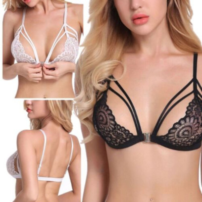 Women Floral Lace Bra Top Hollow Out Lace Unlined Bra Push Up Unlined Bralette
