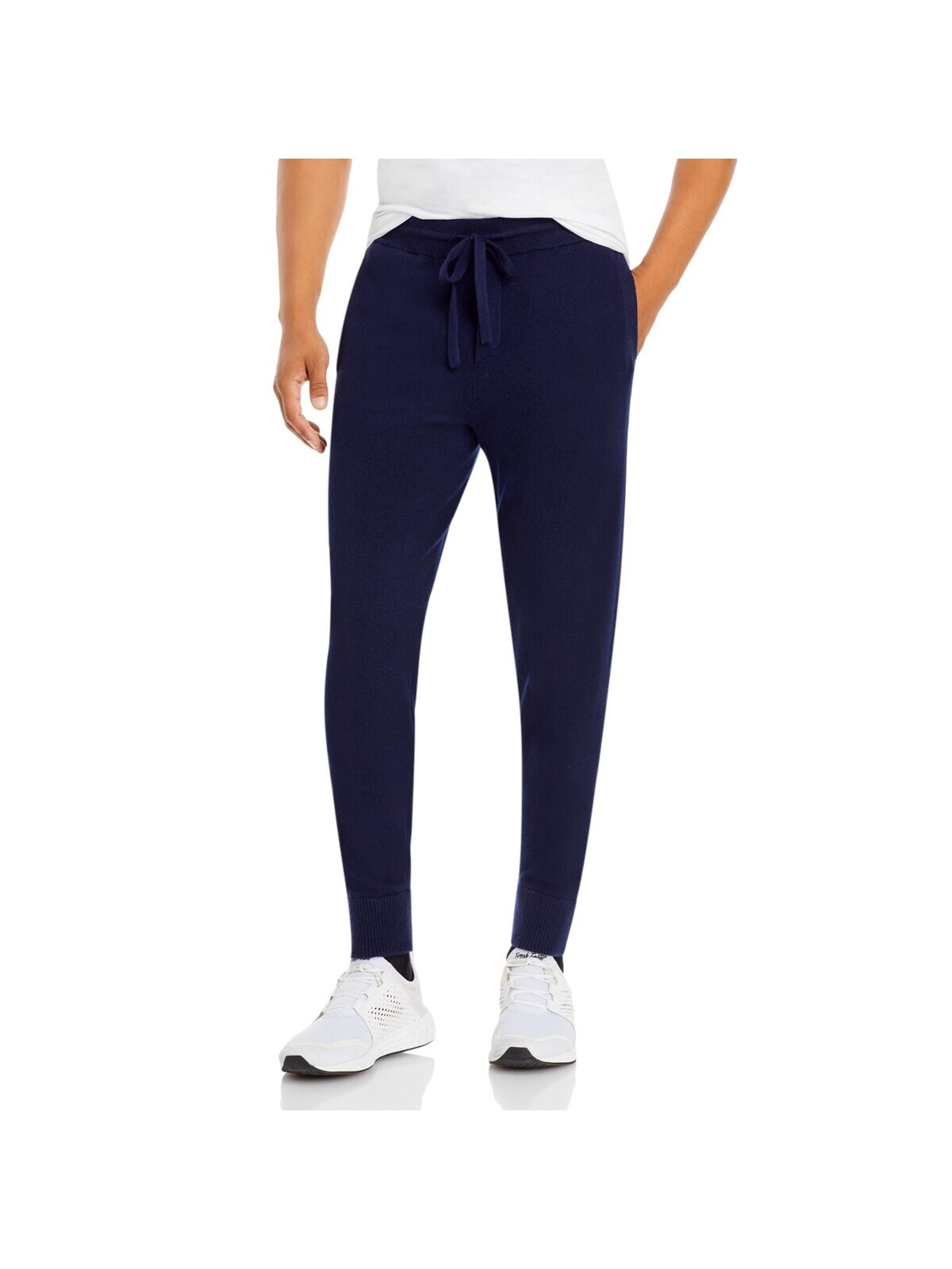 Designer Navy Wool Blend Drawstring Joggers for Men XXL