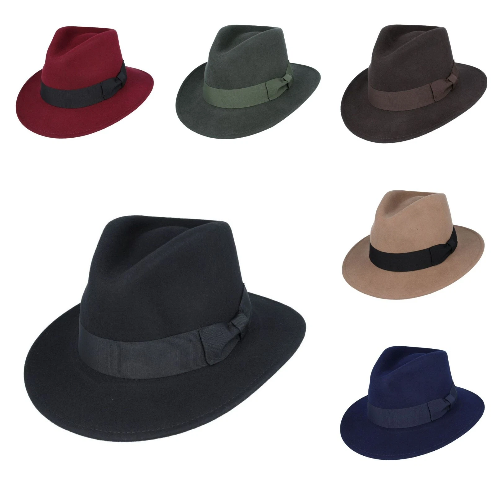Wool Fedora Hat Adorned with Grosgrain Band - Men & Women Unisex Fedora
Opens in a new window or tab