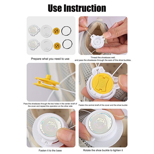 1-5x No Tie Rotating Buckle Wire Shoe Strings Lock Lace System Lock Shoe Laces - Picture 6 of 18