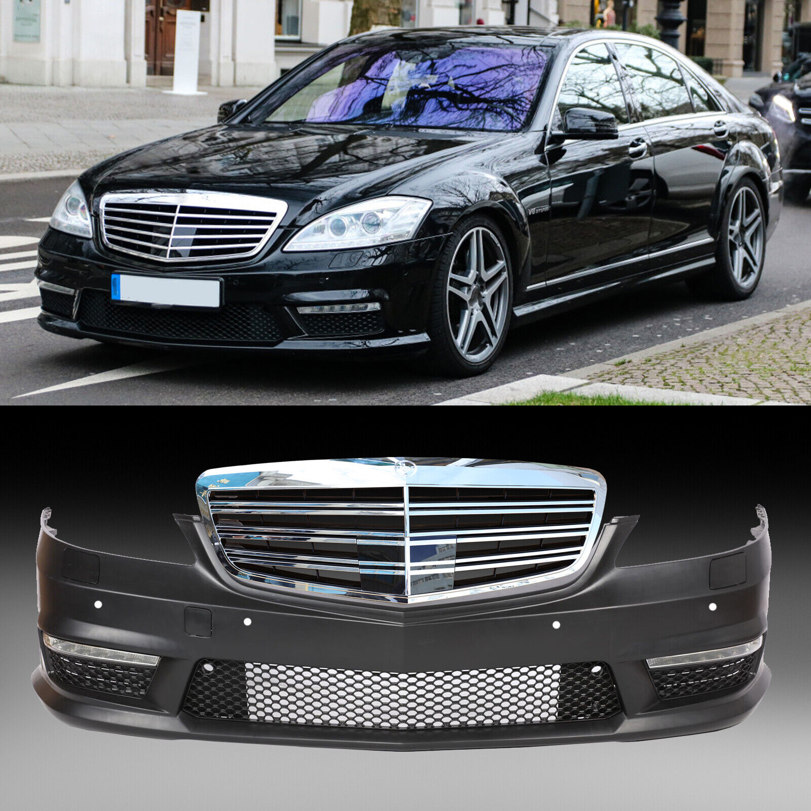 S63/S65 AMG Style Front Bumper W/DRLs for Mercedes Benz S-Class W221 S550 07-13