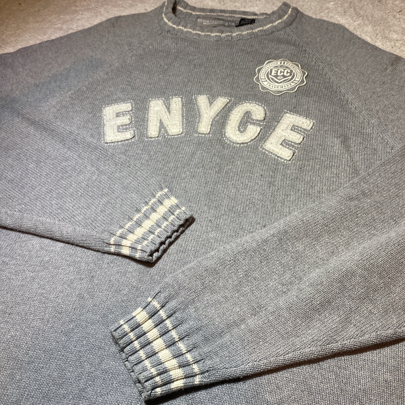 Vintage Enyce Clothing Co Mens 4XL Spell Out Knit Crewneck Pullover