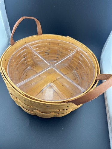 Runder Longaberger Servierkorb mit geteiltem Kunststoffschutz. top Zustand - Bild 2 von 7