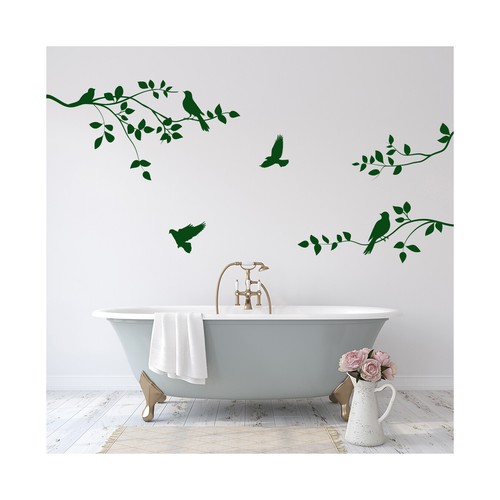 Birds on Tree Branches Wall Sticker Decoration Removable Wall Art Vinyl Decal - Picture 65 of 141