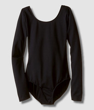  30 Bloch Kids Girls Black Scoop-Neck Stretch Long-Sleeve Ballet Leotard Size 12