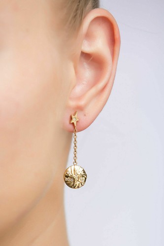 Boucles D'oreilles étoile Thierry Mugler Plaqué Or Rose, Zirconium - Neuf Avec étiquettes
