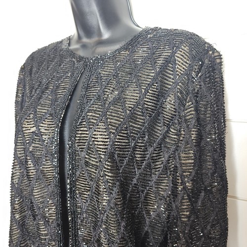 Vintage 1970s Blacktie By Oleg Cassini Beaded Cardigan - Picture 8 of 16