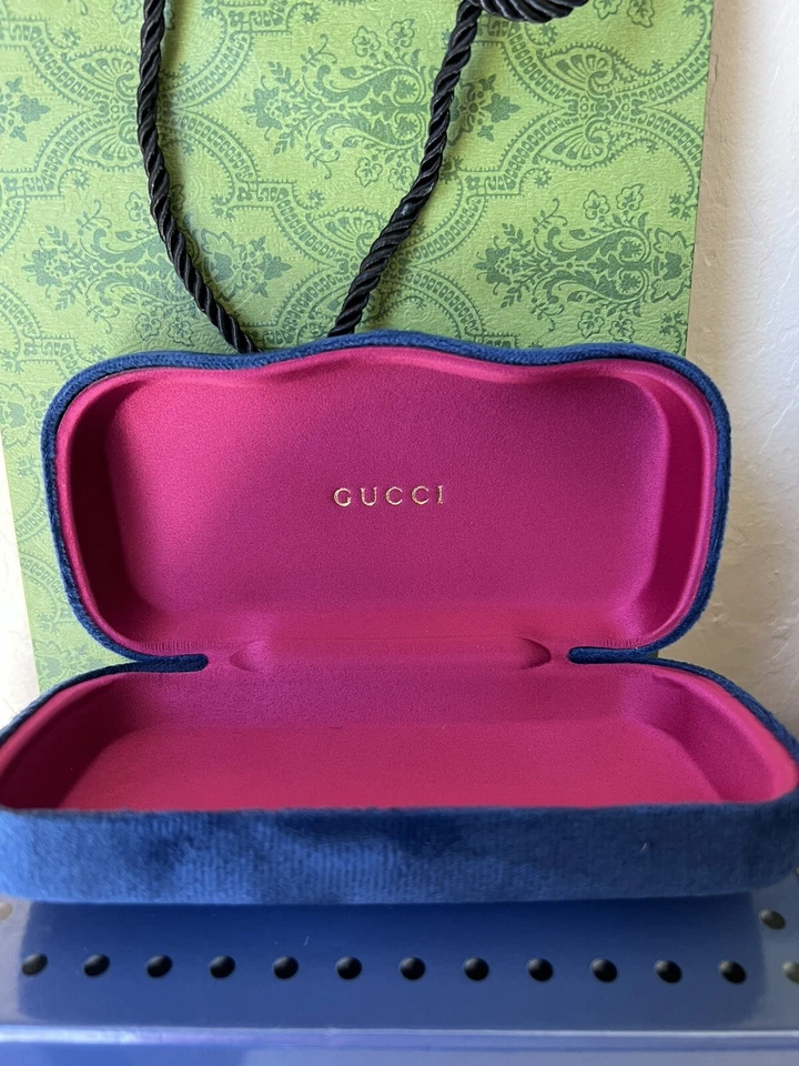 Nuevo Gucci Gafas de sol Estuche Azul Estuche para gafas con caja y bolsa de compras Foto 4 de 4