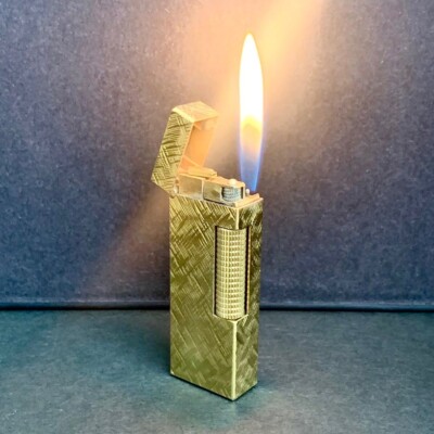 dunhill Gas Lighter Gold Mosaic Pattern US.RE 24163 PATENTED Ignition Confirmed