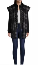 Moose Knuckles Womens Coal River Poncho Size XS Black Plaid 2-pc Set