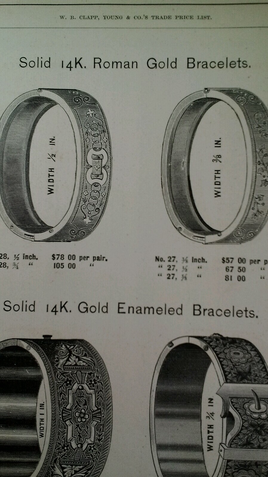 Pulseras Collar Oro Romano 14K 1881 Catálogo Página Aplaudir Chicago Raro Muy Buen Estado 178