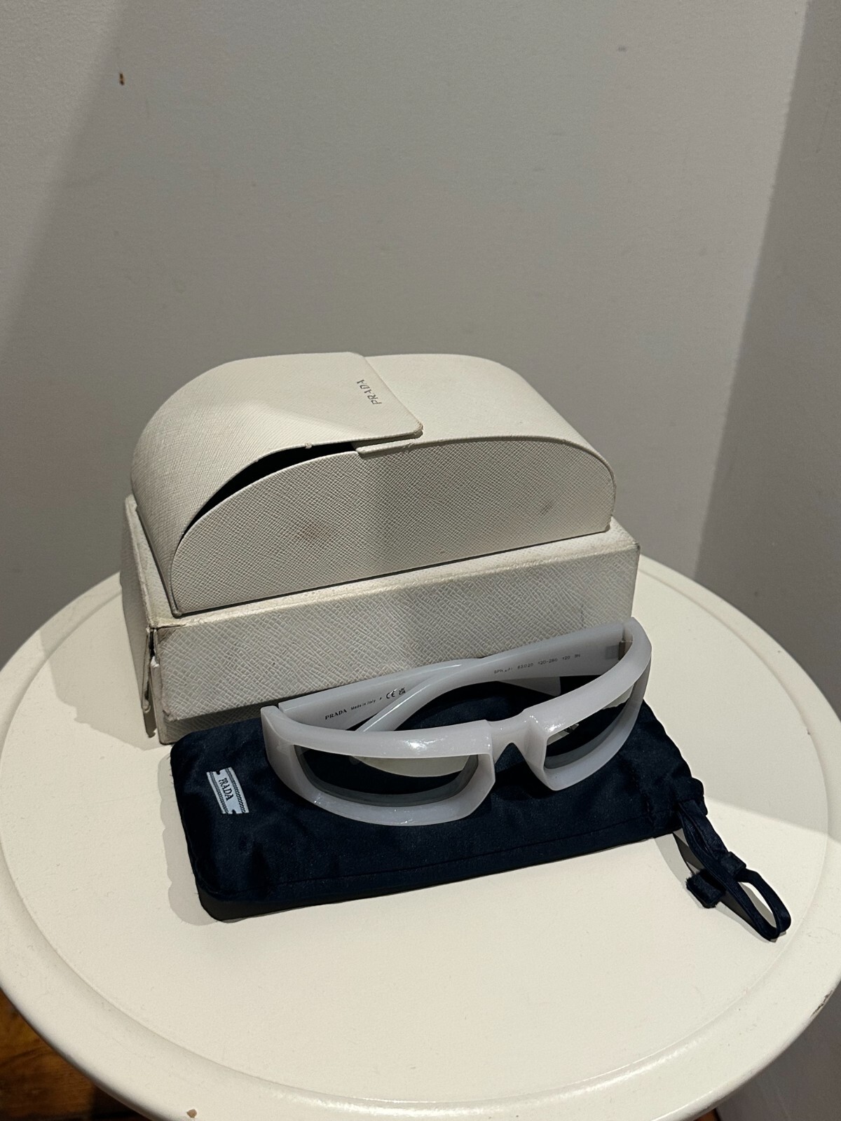 Prada Rectangular Sunglasses - Opalescent White C… - image 3