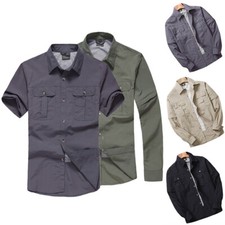 Hommes Détachable Fermeture Éclair Chemise Manche Cargo Travail Hauts Poche