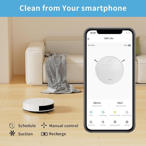 OKP Robot Aspirapolvere con Mop WiFi/App/Alexa K5 Pro Automatic Recharge - Foto 14 di 14