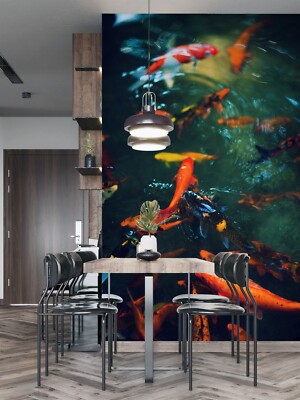 3D Red Goldfish G12117 Wallpaper Wall Murals Removable Self-adhesive Honey