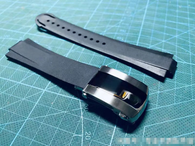 24x12mm FKM Fluoro Rubber Convex Strap Watchband For Oris Aquis 7730 7740 43mm