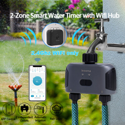 Automatic Water Timer with Wifi Hube 2-Outlet Garden Irrigation Watering System