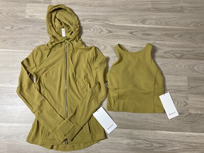 NWT Lululemon Hooded Define Jacket Key To Balance Tank Top Auric Gold Size 4