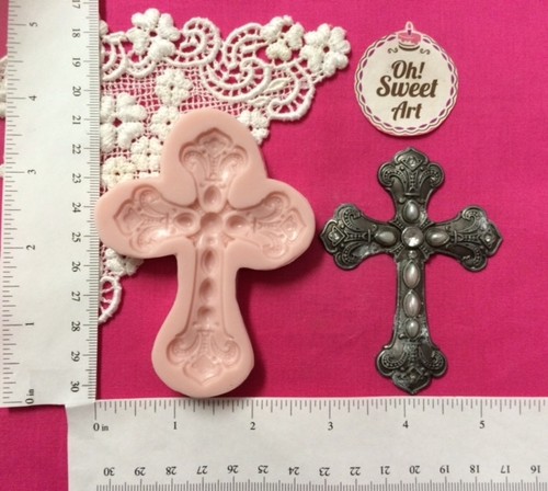 Cruz Italiana molde de silicona fondant pastel decoración de alimentos jabón cupcake topper FDA - Imagen 2 de 3