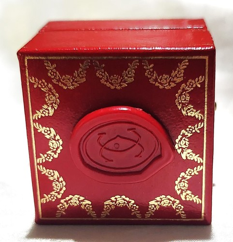 Vintage Cartier Ring Box White Satin Lining Red Leather Wax Seal Swiss Made - Picture 8 of 14