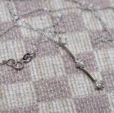 NEW 14K WHITE GOLD ONE THIRD CARAT PRINCESS DIAMOND PENDANT NECKLACE 18 inch 