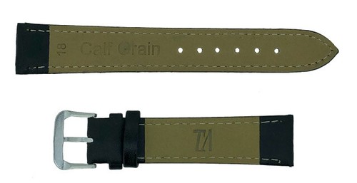 Black TA Calf Grain Leather Watch Strap 10mm to 24mm With FREE Fitting Pins - Picture 2 of 4